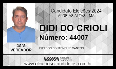 Candidato DIDI DO CRIOLI 2024 - ALDEIAS ALTAS - Eleições