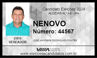 Candidato NENOVO 2024 - ALDEIAS ALTAS - Eleições