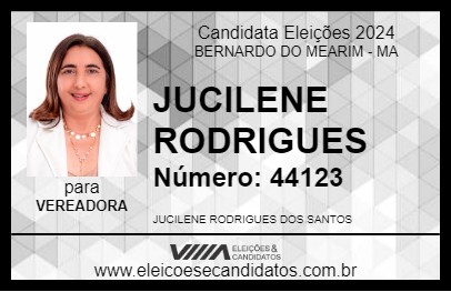 Candidato JUCILENE RODRIGUES 2024 - BERNARDO DO MEARIM - Eleições