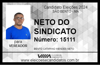 Candidato NETO DO SINDICATO 2024 - SÃO BENTO - Eleições