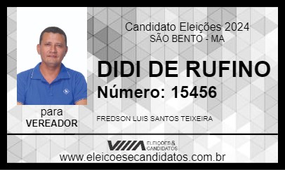 Candidato DIDI DE RUFINO 2024 - SÃO BENTO - Eleições