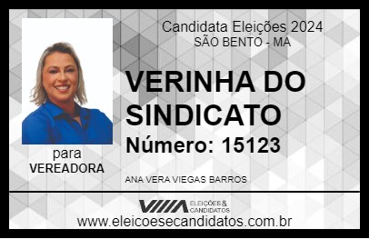 Candidato VERINHA DO SINDICATO 2024 - SÃO BENTO - Eleições