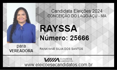 Candidato RAYSSA 2024 - CONCEIÇÃO DO LAGO-AÇU - Eleições