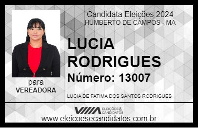 Candidato LUCIA RODRIGUES 2024 - HUMBERTO DE CAMPOS - Eleições