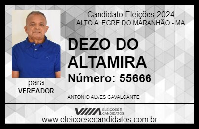 Candidato DEZO DO ALTAMIRA 2024 - ALTO ALEGRE DO MARANHÃO - Eleições