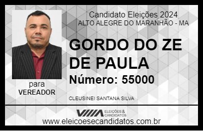 Candidato GORDO DO ZE DE PAULA 2024 - ALTO ALEGRE DO MARANHÃO - Eleições