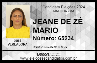 Candidato JEANE DE ZÉ MARIO 2024 - MATINHA - Eleições