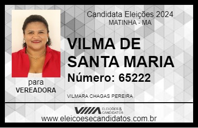 Candidato VILMA DE SANTA MARIA 2024 - MATINHA - Eleições