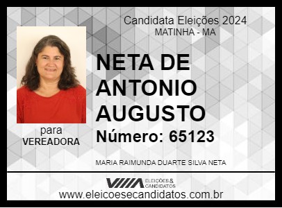 Candidato NETA DE ANTONIO AUGUSTO 2024 - MATINHA - Eleições