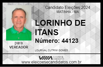 Candidato LORINHO  DE ITANS 2024 - MATINHA - Eleições