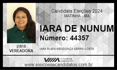 Candidato IARA DE NUNUM 2024 - MATINHA - Eleições