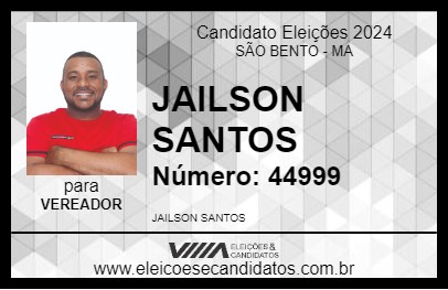 Candidato JAILSON SANTOS 2024 - SÃO BENTO - Eleições