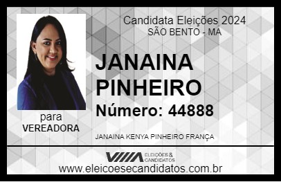 Candidato JANAINA PINHEIRO 2024 - SÃO BENTO - Eleições