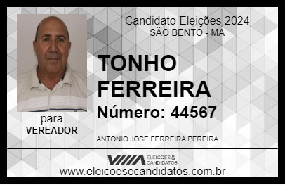 Candidato TONHO FERREIRA 2024 - SÃO BENTO - Eleições