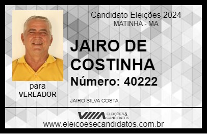 Candidato JAIRO DE COSTINHA 2024 - MATINHA - Eleições