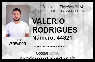 Candidato VALERIO RODRIGUES 2024 - SÃO PEDRO DOS CRENTES - Eleições