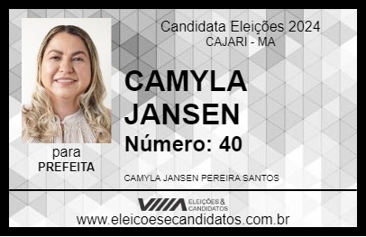 Candidato CAMYLA JANSEN 2024 - CAJARI - Eleições