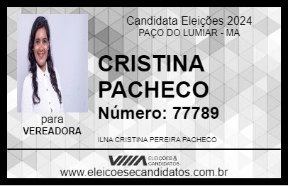 Candidato CRISTINA PACHECO 2024 - PAÇO DO LUMIAR - Eleições