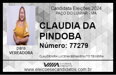 Candidato CLAUDIA DA PINDOBA 2024 - PAÇO DO LUMIAR - Eleições