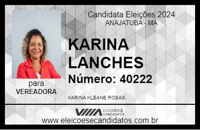 Candidato KARINA LANCHES 2024 - ANAJATUBA - Eleições