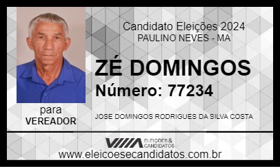 Candidato ZÉ DOMINGOS 2024 - PAULINO NEVES - Eleições