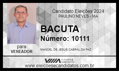 Candidato BACUTA 2024 - PAULINO NEVES - Eleições