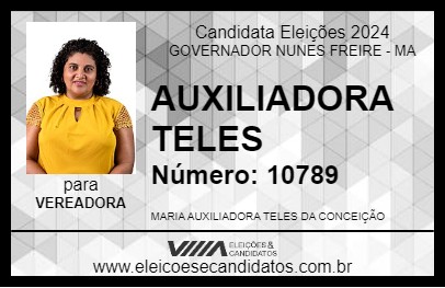 Candidato AUXILIADORA TELES 2024 - GOVERNADOR NUNES FREIRE - Eleições