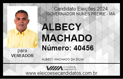 Candidato ALBECY MACHADO 2024 - GOVERNADOR NUNES FREIRE - Eleições