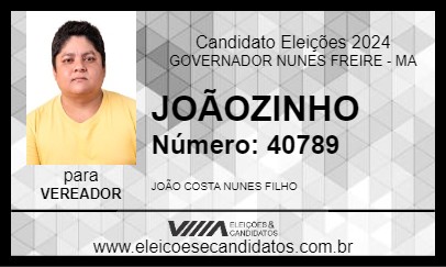 Candidato JOÃOZINHO 2024 - GOVERNADOR NUNES FREIRE - Eleições