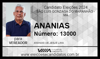 Candidato ANANIAS 2024 - SÃO LUÍS GONZAGA DO MARANHÃO - Eleições