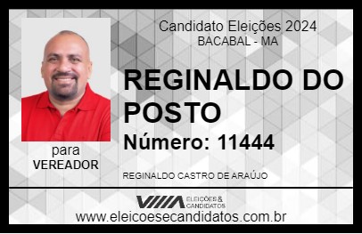 Candidato REGINALDO DO POSTO 2024 - BACABAL - Eleições