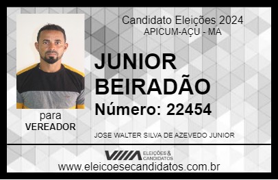 Candidato JUNIOR BEIRADÃO 2024 - APICUM-AÇU - Eleições