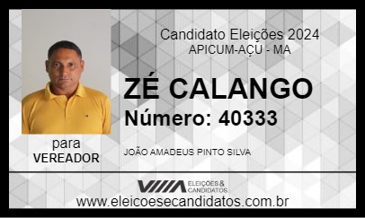 Candidato ZÉ CALANGO 2024 - APICUM-AÇU - Eleições