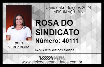 Candidato ROSA DO SINDICATO 2024 - APICUM-AÇU - Eleições