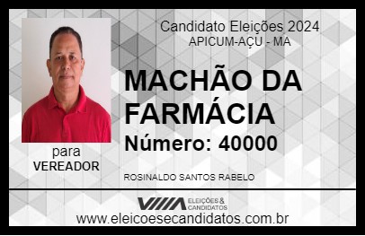 Candidato MACHÃO DA FARMÁCIA 2024 - APICUM-AÇU - Eleições