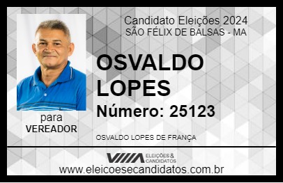 Candidato OSVALDO LOPES 2024 - SÃO FÉLIX DE BALSAS - Eleições