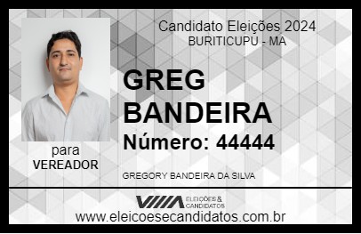 Candidato GREG BANDEIRA 2024 - BURITICUPU - Eleições