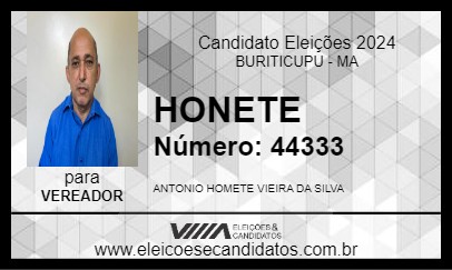 Candidato HONETE 2024 - BURITICUPU - Eleições