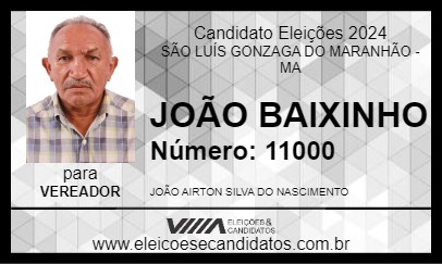 Candidato JOÃO BAIXINHO 2024 - SÃO LUÍS GONZAGA DO MARANHÃO - Eleições