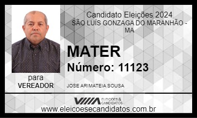 Candidato MATER 2024 - SÃO LUÍS GONZAGA DO MARANHÃO - Eleições