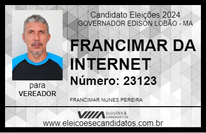 Candidato FRANCIMAR DA INTERNET 2024 - GOVERNADOR EDISON LOBÃO - Eleições