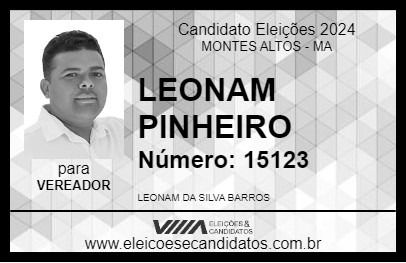 Candidato LEONAM PINHEIRO 2024 - MONTES ALTOS - Eleições