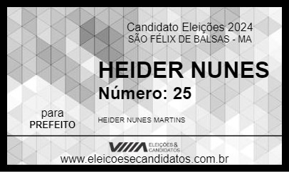 Candidato HEIDER NUNES 2024 - SÃO FÉLIX DE BALSAS - Eleições