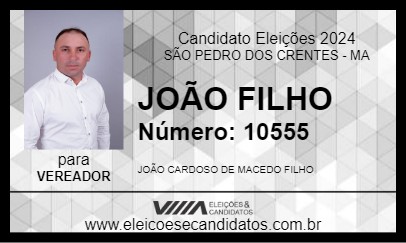 Candidato JOÃO FILHO 2024 - SÃO PEDRO DOS CRENTES - Eleições