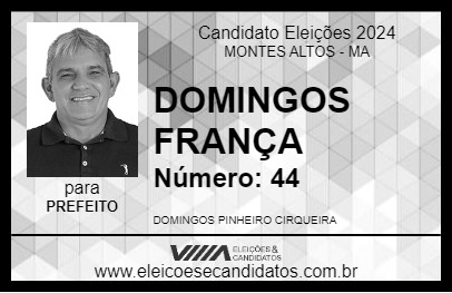 Candidato DOMINGOS FRANÇA 2024 - MONTES ALTOS - Eleições