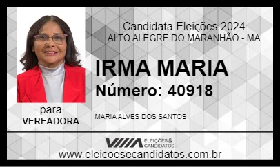 Candidato IRMA MARIA 2024 - ALTO ALEGRE DO MARANHÃO - Eleições