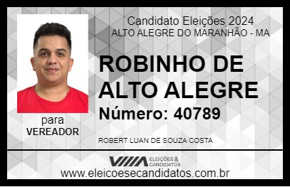 Candidato ROBINHO DE ALTO ALEGRE 2024 - ALTO ALEGRE DO MARANHÃO - Eleições