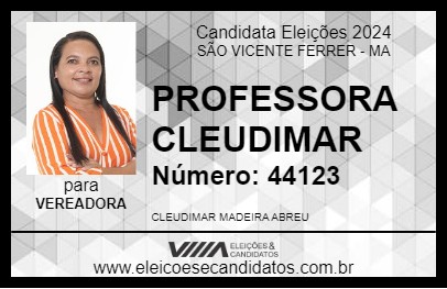 Candidato PROFESSORA CLEUDIMAR 2024 - SÃO VICENTE FERRER - Eleições