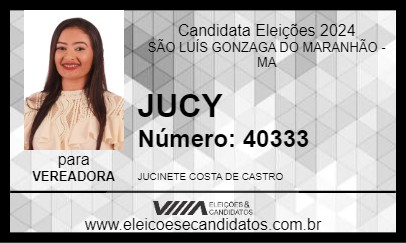 Candidato JUCY 2024 - SÃO LUÍS GONZAGA DO MARANHÃO - Eleições