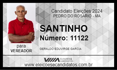 Candidato SANTINHO 2024 - PEDRO DO ROSÁRIO - Eleições